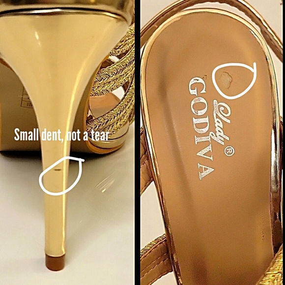 Gorgeous Lady GODIVA | Stiletto Gold Metallic Rope | Heels | Open | Size 10 - Picture 17 of 17